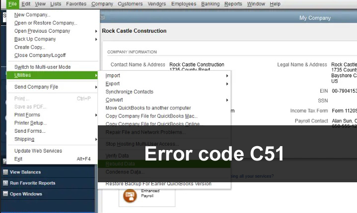 fixing QuickBooks Error Code C51