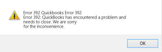 QuickBooks Error 392 pops up on screen